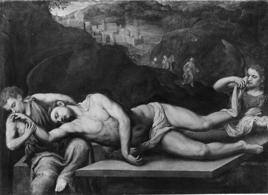 Cristo morto sorretto da angeli